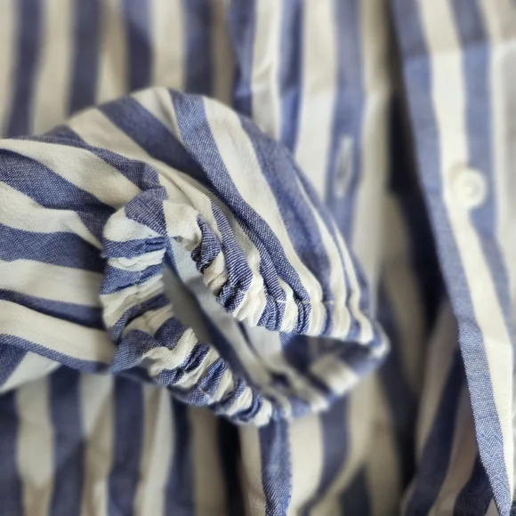 LAUREN CONRAD BLUE AND WHITE STRIPED BLOUSE, SIZE SMALL - Picture 4 of 5